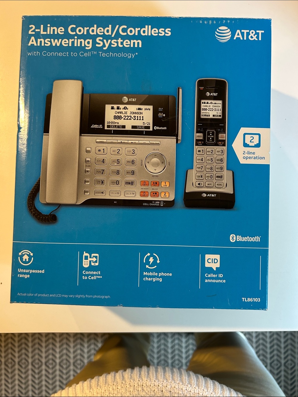 AT & T 2-Line Corded/Cordless Answering System - Silver